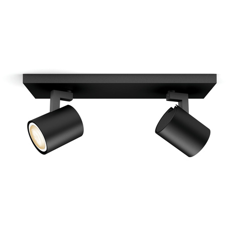 LED Spot Runner Deckenleuchte Schwarz 2x4.2W CCT PHILIPS HUE Bluetooth Zigbee + Dimmschalter