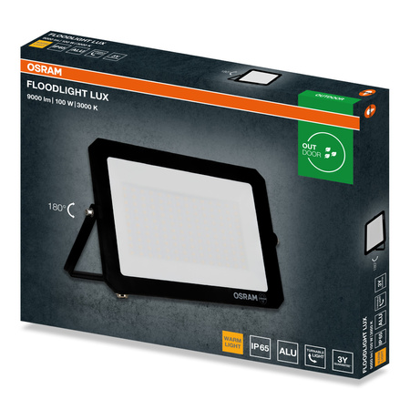 LED-Flutlicht Halogen-Außenstrahler 100W 3000K 9000lm IP65 FLOODLIGHT LUX OSRAM