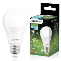 LED Lampen E27, Glühbirne A60 10W = 75W 1055lm 260° 6500K kalt LUMILED