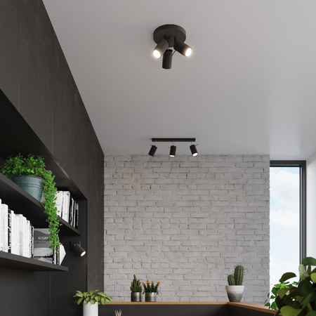 RING Deckenleuchte 3xGU10 Reflektor Halogen Leuchte Beweglich Schwarz SOLLUX