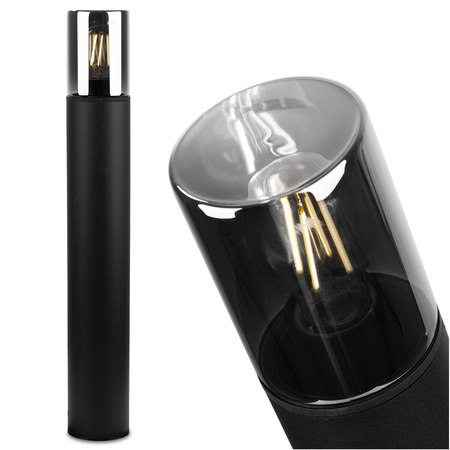 Stehende Gartenlampe für E27 Glühbirne Schwarzes Glas IP54 60 cm SALVIA LUMILED