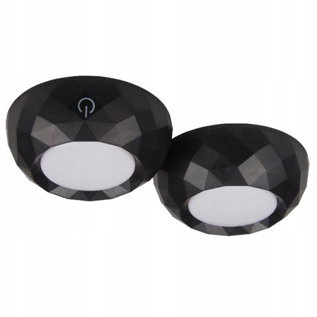 2x LED-Unterbauleuchte selbstklebend rund batteriebetrieben 4000K 3xAAA Schwarz