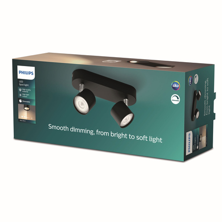 LED STAR Deckenleuchte 2x 4.5W 2700K Dimmbarer Reflektor Leuchte Beweglich Schwarz PHILIPS