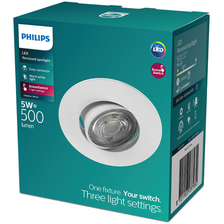 LED-Einbauleuchte 5W 500lm 2700K Warm Moving Round White Dimmbar 3-STEP SceneSwitch Cilantro Philips