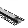 Aluminium-LED-Profil für Gipskartonplatten REGIPS breite Unterfliese Schwarz 1m mit milchigem Lampenschirm für LED-Streifen + Endkappen Serie GNS Ecolight