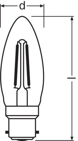 LED Lampen B35 B22d 2.5W = 25W 250lm 2700K Warmweiß FILAMENT LEDVANCE