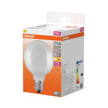 LED-Lampe E27 G95 11W = 100W 1521lm 2700K Warm 300° Glühfaden Dimmbar OSRAM SUPER STAR