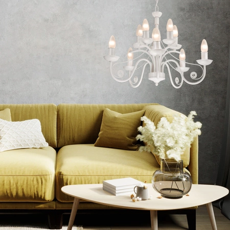 DONATO 10xE14 Kronleuchter Decke Pendelleuchte Weiß Klassisch LM-10.29 Lamkur