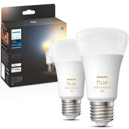 2PAK LED-Glühbirne E27 A60 6W CCT PHILIPS HUE White & Ambiance Bluetooth Zigbee