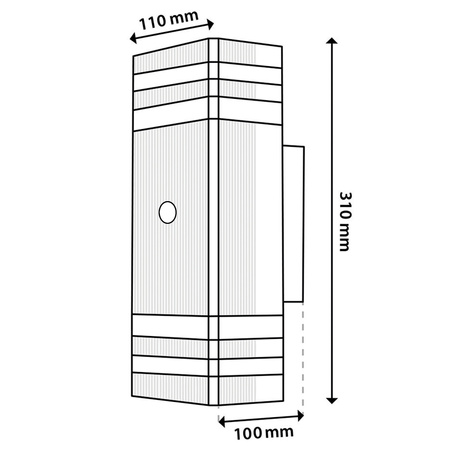 Garten Wandleuchte oben unten 2xGU10 Schwarz Bewegungs- und Dämmerungssensor IP54 PROTEA LUMILED