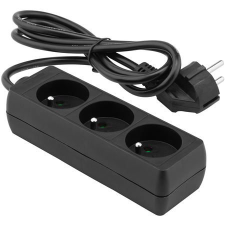 Strom-Verlängerungsstecker – 3 x Steckdose mit Erdungs-Steckdosenleiste 1,5 m 3 x 1mm 13 A Schwarz