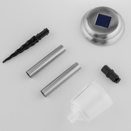 LED SOLAR Gartenlampe Chrom 6000K kaltweiß 41cm