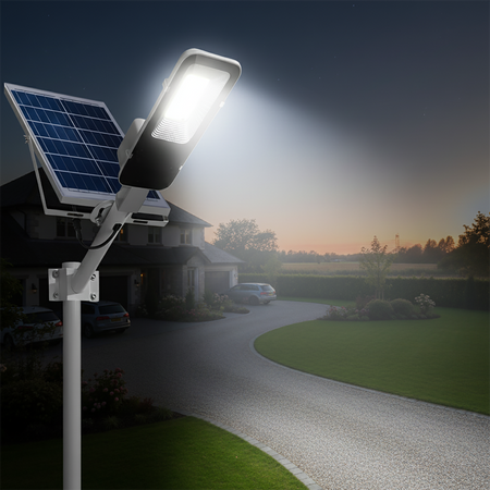 LED Solar Straßenlaterne 600W 6500K Laterne mit Halterung und Fernbedienung