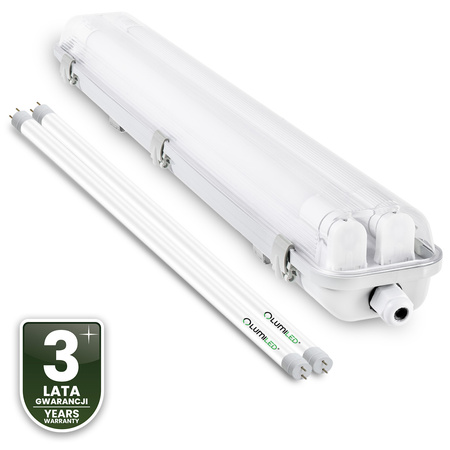 Hermetische Feuchtraumleuchte LED 2x T8, G13 Leuchte IP65 120cm+LED-Leuchtstofflampen 18W 4000K LUMILED