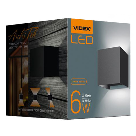 Garten-Wandleuchte Outdoor LED-Fassadenleuchte 6W 580lm 2700k Warm Black ERIC Videx