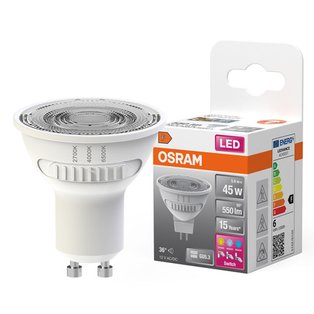 LED-Lampe MR16 Reflektor GU5.3 5.6W = 45W 550lm 2700 - 4000 - 6500K CCT 12V 36° SUPERSTAR Osram