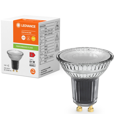 GU10 LED Leuchtmittel 7,9W = 51W 650lm 3000K Warm 120° DIM LEDVANCE