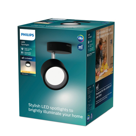 Wandleuchte LED-Wandleuchte 5.5W 550lm 2700K Schwarz Bruder Philips