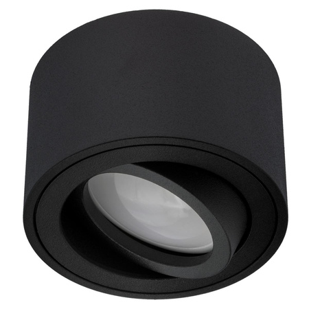 Halogen-Aufbauleuchte, Aufbauspot 50mm Runde Tube Schwarz AMAT-S+LED-Einsatz 7W 3000K LUMILED