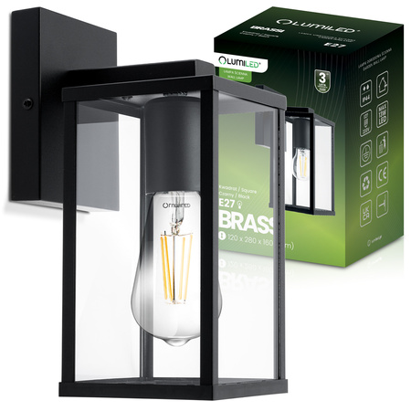 Wandleuchte Außen E27, Garten-Wandleuchte Schwarz BRASSI LUMILED
