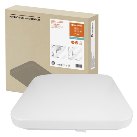 LED-Paneel Deckenleuchte 24W 2000lm 4000lm Neutral mit Dämmerungssensor Aufbaumontage Weiß 33x33cm Oberfläche Ledvance