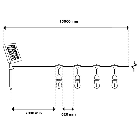 Solar-Garten-Lichterkette 22x LED Dekorative Glühbirnen 15m + Fernbedienung IP65 2700K Warm SOLLIS LUMILED