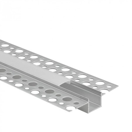 Aluminiumprofil Unterputz für LED Einbau für Gipskarton Platten 2m mit opalem Lampenschirm und Ecolight-Endkappen