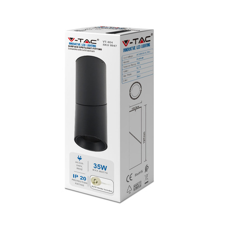 Spot-Deckenleuchte GU10 rund schwarz VT-804 V-TAC