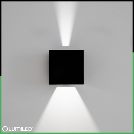 Wandleuchte Außen 2x 3W, Garten-Wandleuchte 4000K nach oben und unten verstellbar Schwarz PICEA LUMILED