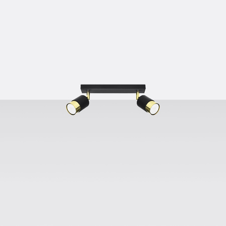 NERO Deckenleuchte 2xGU10 Reflektor Halogen Leuchte Beweglich 30cm Schwarz Gold SOLLUX