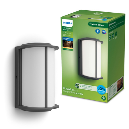 Garten-Wandleuchte LED-Fassadenleuchte für den Außenbereich 4.3W 800lm 2700K IP44 Anthrazit Reese Ultra Efficient Philips