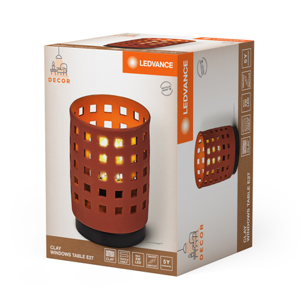 Tischlampe Schreibtisch Leuchte Stehend Dekorativ E27 Braun USB-C Dekor Ledvance