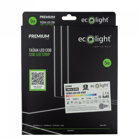 LED-Streifen COB 15W/m 450LED/m 12V Mehrfarbig RGB IP20 Rolle 5m Ecolight