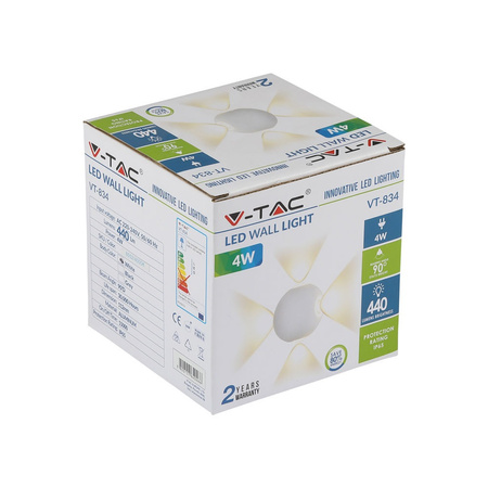 LED-Wandleuchte 4W 3000K IP65 4-flammig rund weiß VT-834 V-TAC
