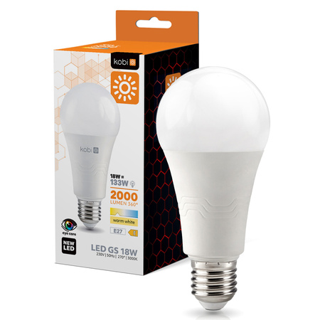 LED-Lampe E27 Ball 18W 2000lm 3000K Warm 270° Kobi