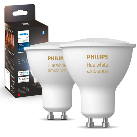 2PAK LED GU10 5W CCT PHILIPS HUE Weiß & Ambiance Bluetooth Zigbee Glühbirne