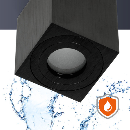Aufputz-HALOGEN-Wasserdichtes Aluminium-SPOT-TUBE 95 mm IP44 Schwarz AQUARIUS SQUARE Kobi