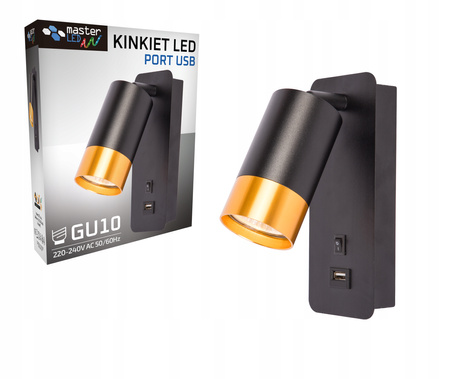 Wandleuchte Reflektor Wandleuchte Spot zum Lesen GU10 Schwarz Gold Clement Masterled