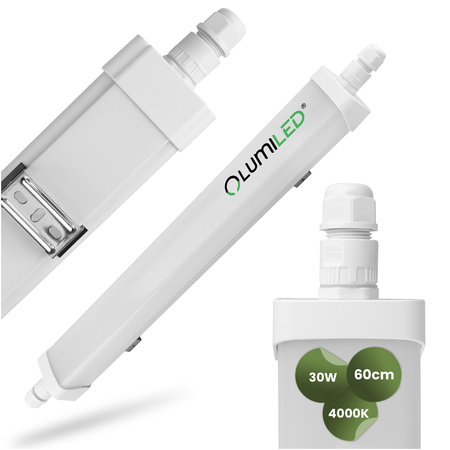 Hermetische LED Werkstattleuchte 60cm Garagenleuchte 30W 4000K Wasserdicht TERRA LUMILED