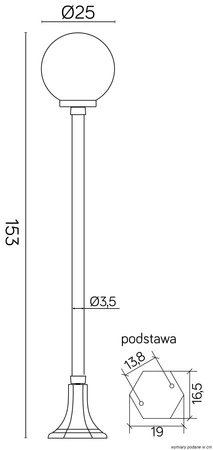 Außenstehende Gartenleuchte BALL CLASSIC K 5002/1/KP 250 E27 153cm Su-Ma