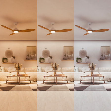 Deckenventilator 32W LED-Deckenleuchte 24W 2650lm 3000/4300/6500K CCT Braun Weiß + Pilot Olas Philips