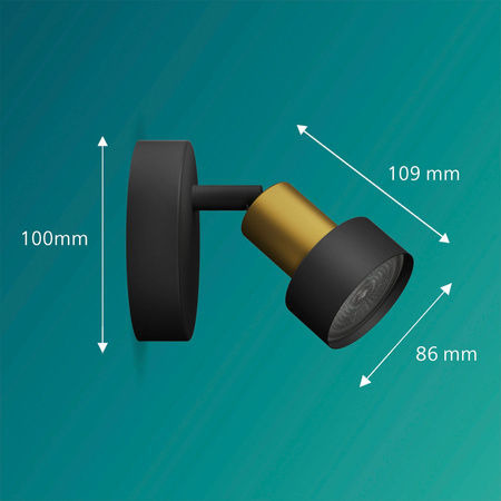 Wandleuchte GU10 Schwarz-Kupfer Kabelkanal Philips