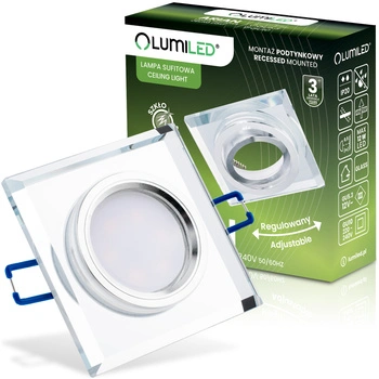 Glas-Einbaustrahler GU10, MR16 Einbauspot HALOGEN Quadrat beweglich ARIAN LUMILED