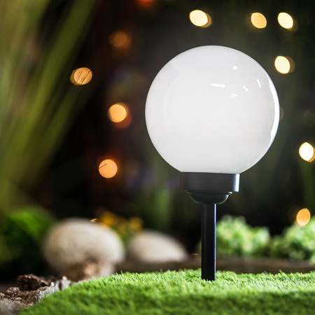 Solar-LED-Lampe, Solar Gartenleuchte IP44 6500K 30cm Kugelleuchte Weiße ATRIS LUMILED