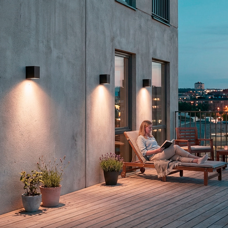 Wandleuchte Außen GU10, Garten-Wandleuchte Schwarz Quadratisch ALLIUM LUMILED