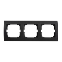 Horizontaler 3fach-Rahmen für LOGI-Steckdose Schwarz matt KANLUX