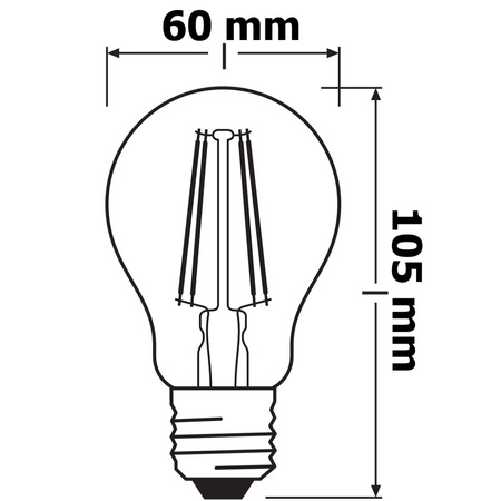 LED-Lampe E27 A60 5.8W = 60W 806lm 2700K Warm 300° CRI90 Glühfaden Dimmbar OSRAM SUPER STAR+