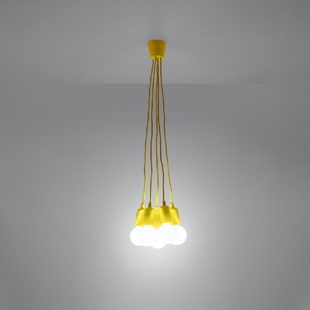 DIEGO LED-Pendelleuchte 5xE27 Überhang Gelb SOLLUX