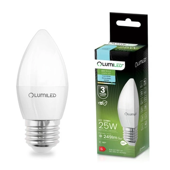 LED Lampen E27, Glühbirne B35 2.5W = 25W 249lm 180° 6500K kalt LUMILED