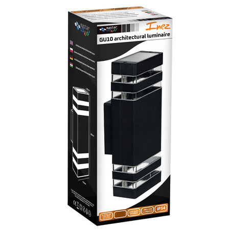 Double Elevation Gartenwandleuchte INEZ DUO LED 2xGU10 ALUMINIUM Schwarz IP54